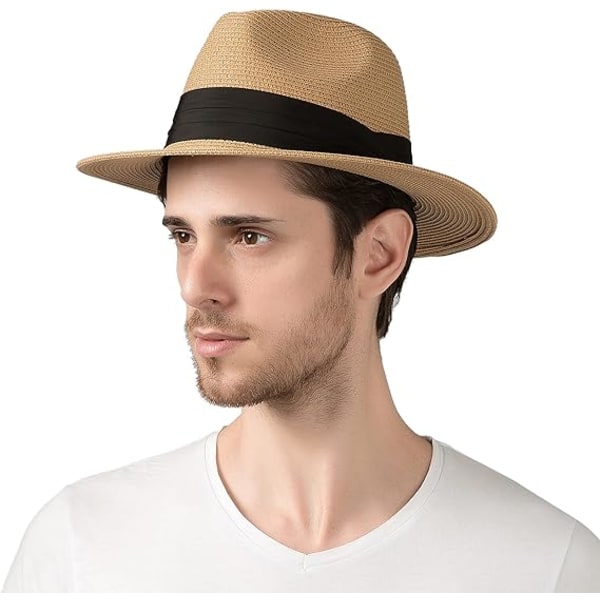 Sommarstrandsolhattar för män Vikbar diskettresor Packbar Staw-hatt, hatt med bred brätte