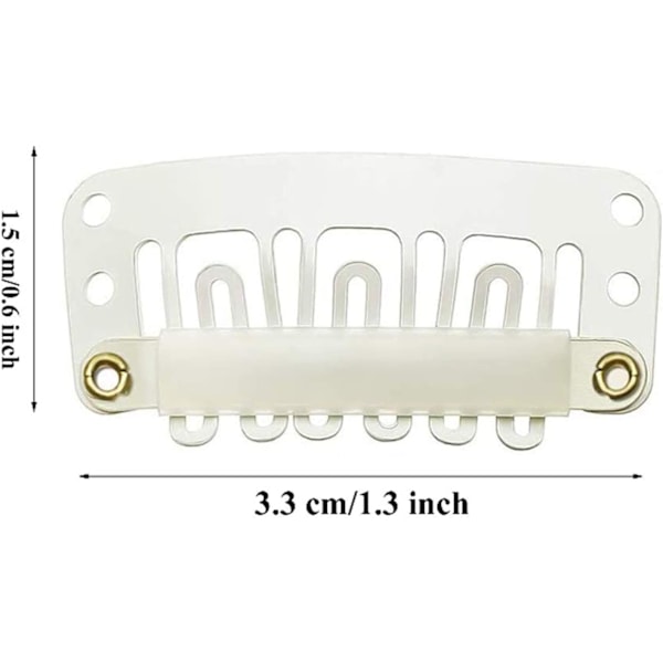 20 stk. Hårforlengelsesklips, metallklips for hårforlengelser og vefter, parykkklips U-formet hårparykkklips Off white