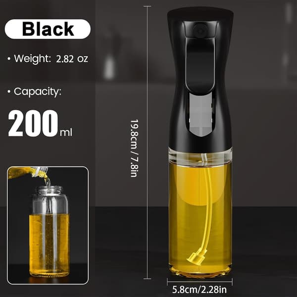 Mini oliesprøjte, bærbar og lille oliesprøjte, 200 ml, oliesprøjte i glasmateriale (sort)