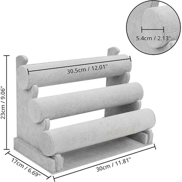 Armbandshållare/Klockställ - Grå Sammet Armbandshållare/Klockdisplayställ för Män - Armband Förvaringsorganisatörställ