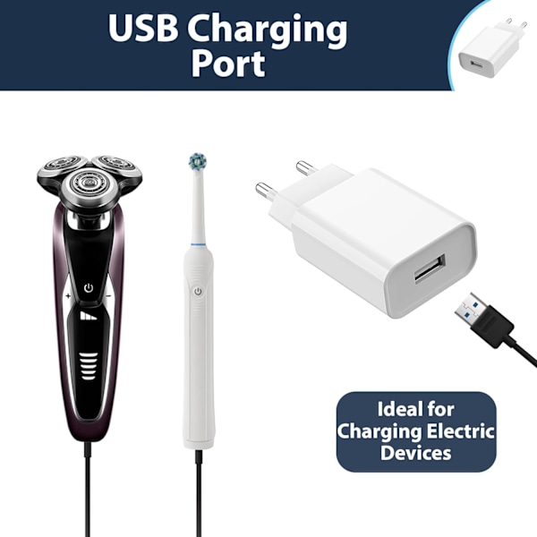 EU 2-pinners til USB-plugg reiseadapterlader | Europeisk universell strømladekonverter kompatibel med iPhone Samsung-telefoner