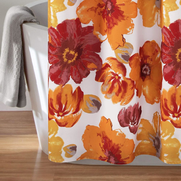 Blomsterbruseforhæng, smukt bruseforhæng, forårsindretning, farverige blomstrende blomster, landlig sommerhus og badeværelsesindretning Red 120*180cm