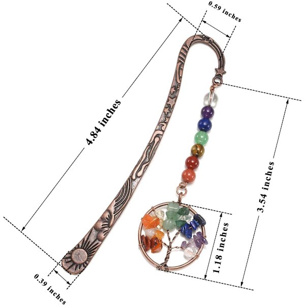 2 kpl Metallimerkki - Vintage pronssi tähti aurinko kuu riimu w/ 7 Chakra helmillä spiraali ja elämänpuu riipukset 4.84"*0.4"