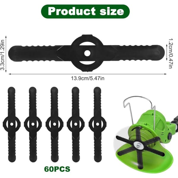 10 Stykker 14cm Plastgressklipper Erstatningsblader, Plastgressklipperblader med Blader (Svart)