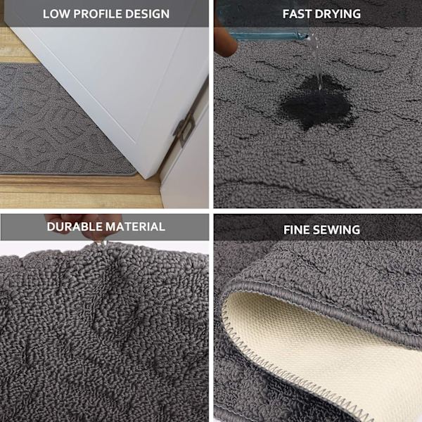 Dörrmatta för inomhusbruk, 30\"x18\", lågprofilerad maskintvättbar köksmatta, absorberande halvcirkelformad entrématta Dark Grey