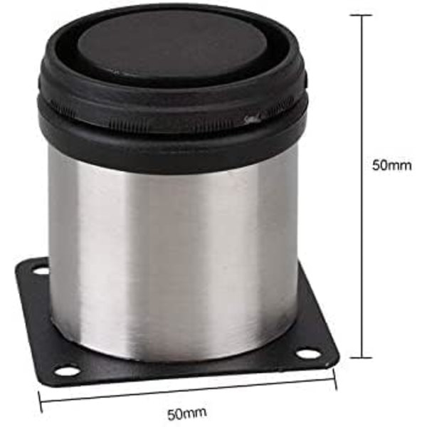 Sæt med 4 justerbare runde køkkenmøbelben i rustfrit stål - 50 x 50 mm