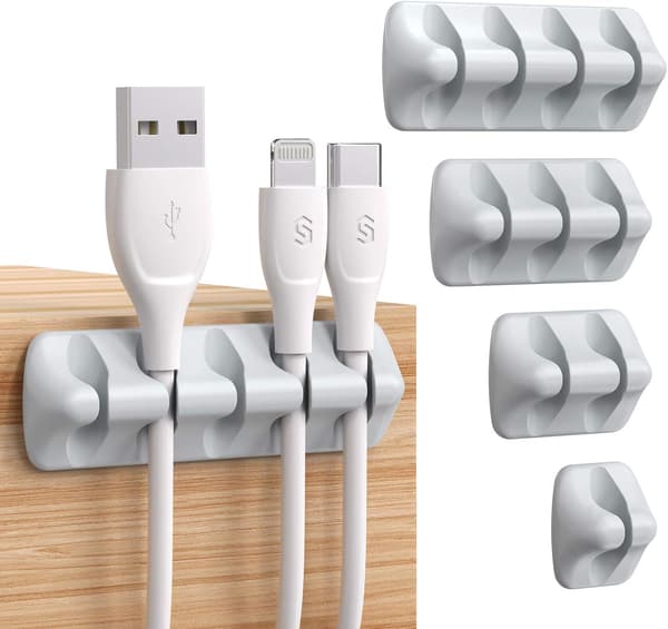 Kabelklips kabelholder 5 deler multifunksjonell kabelorganisatorsett Gray