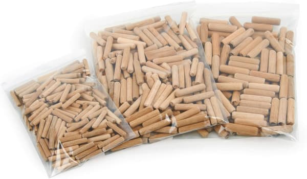 Sett med 500 assorterte treplugger 6mm 8mm 10mm - solide bøk treplugg - egnet for boremal / boreguide