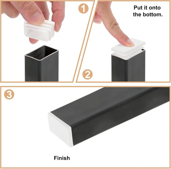 16 st rektangulära plaströrändlock, insatspluggar för stolsben, möbler och metallrör 30 x 20 mm (1,2 x 0,8 tum) vit