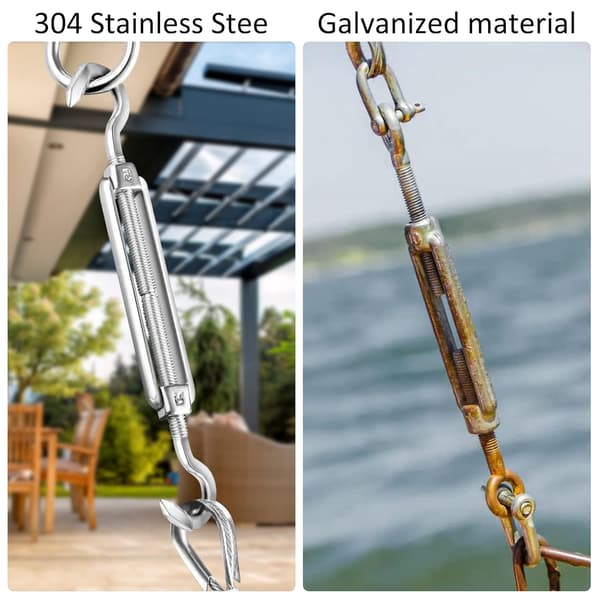 M5 Rustfrit Stålwire Spænder, Sæt med 6 Wire Spænder Krog og Krog Justerbar Heavy Duty Spænder Krog & Krog til Reb Kabel Tøjline