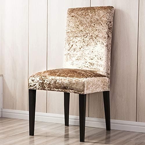 2 st tjocka sammetsstolsöverdrag matstolsöverdrag elastiskt stretchstolsöverdrag Champagne 2pcs
