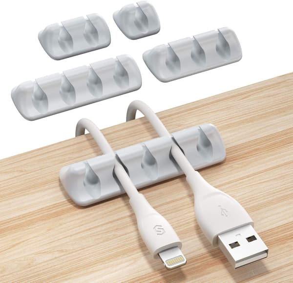 Kabelklips kabelholder 5 deler multifunksjonell kabelorganisatorsett Gray