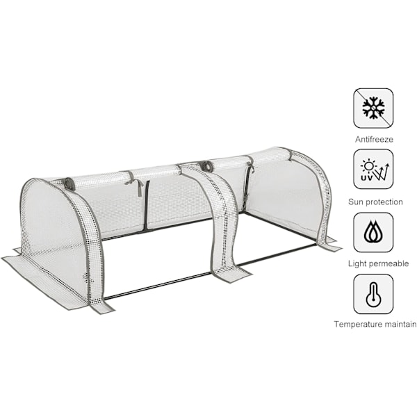 Havedrivhus - Gennemskinnelig PE Presenning - 180x90x90cm - Beskyttelse mod Regn og Sne - Hvid