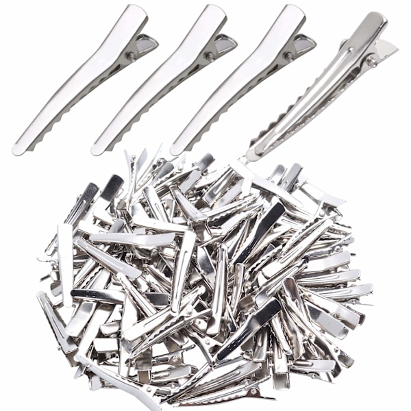 39MM pienet alligaattorin hiuspidikkeet, 100 kpl hopeiset metalliset alligaattorin hiusneulat hampaat jouset krokotiilin hiuspidikkeet pidikkeet tarvikkeet 39MM