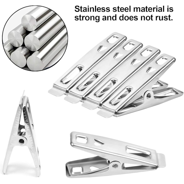 20 stk. rustfrit stål tøjpinde, metalclips, til daglig vask