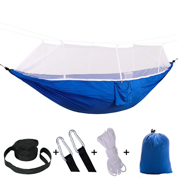 Ultralet myggenet camping hængekøje, åndbar, hurtig blue (white net) 260*140cm