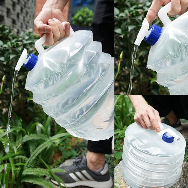 5L 10L 15L Bärbar Fällbar Vattenbehållare med Kran, BPA-fria Vattenbehållare - Vattenförvaring för Camping, Vandring, Klättring 10L