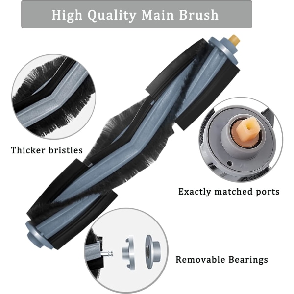 Tilbehør til Ecovacs Deebot X1 Omni/X1 e Omni/X1 Turbo støvsuger, 1 hovedbørste, 4 sidebørster, 4 mopper, 2 filtre, 4 poser, 2 rengøringsbørster