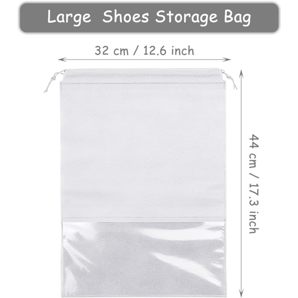 15 stk. Rejseskopose, Bærbar Snørepose af Non-Woven stof, Transparent Slot white