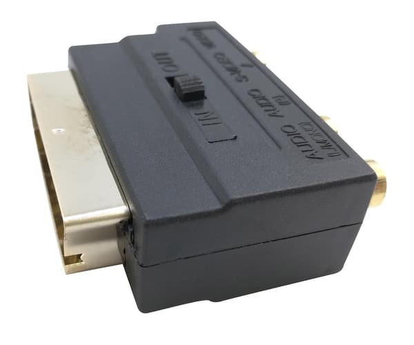 RGB Scart 21-pinners hane til 3 RCA AV hunnkonverter + videoadapter (svart)
