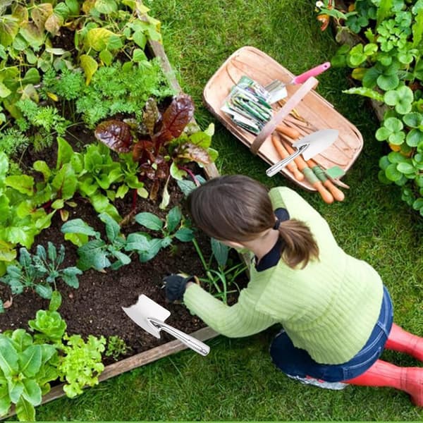 Hagespade i rustfritt stål, håndverktøy for planting, omplanting, luking, graving 27*9cm