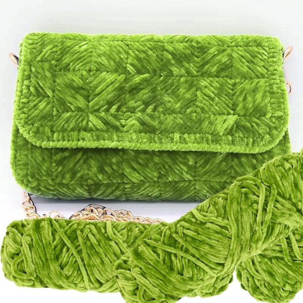 Stickgarn för Stickning och Virkning 5 x 95g, Chenille Garn, för Garnprojekt Autumn fragrant green