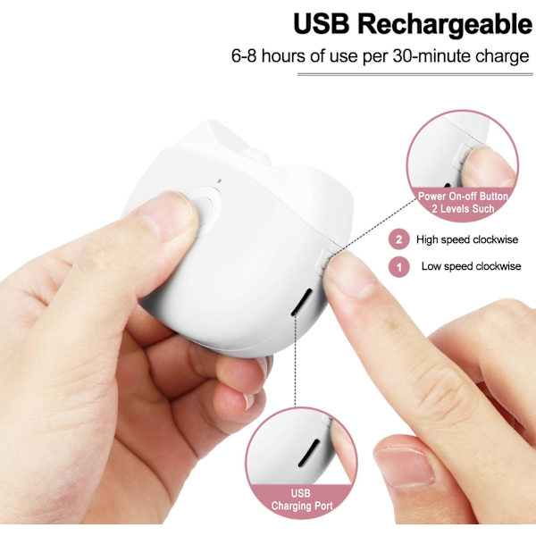 Automatisk elektrisk negleklipper med opbevaring af negleskrab, USB genopladelig sikker fingernegletrimmer white