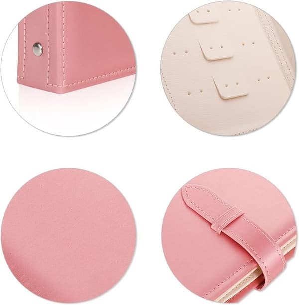 Ørepyntbok-arrangør, bærbar ørepynt-holderetui med sammenleggbart bokdesign pink