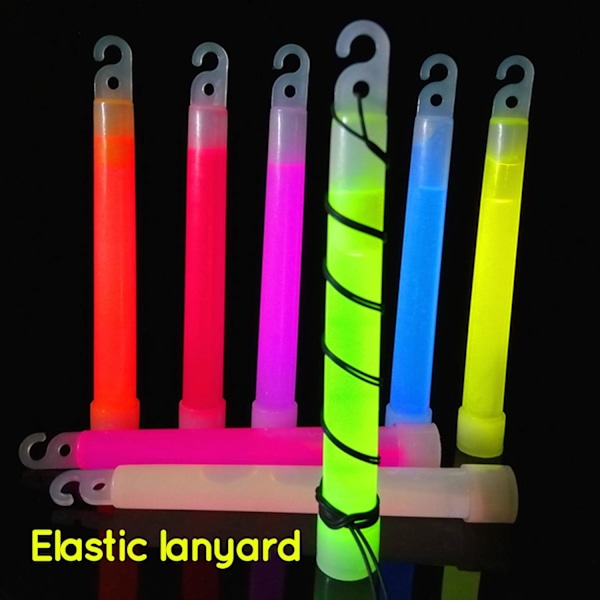 Neonfärger Ultraljusa Självlysande Glow Stick-rör Snodd Premium Fluorescerande Stavar, 15 cm, 6 st, Flerfärgade