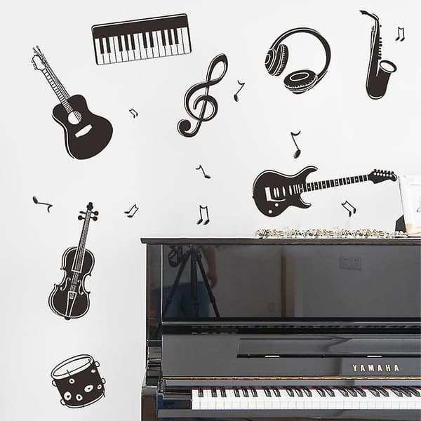 Set med musikinstrument noter Väggdekaler Väggdekor