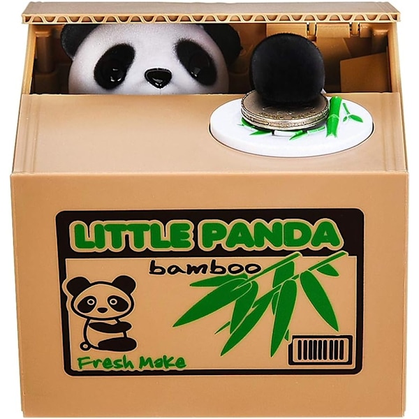 Panda Spargris, Sparbössa för Barn/Vuxna, Automatisk Myntstjälande Spargris med Uppgraderad Klar Engelska Röst