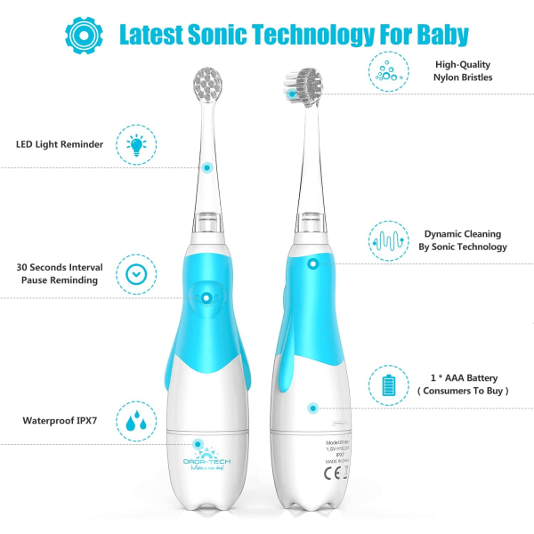 Elektriske tannbørstehoder for baby/barn (runde), 4-pakning