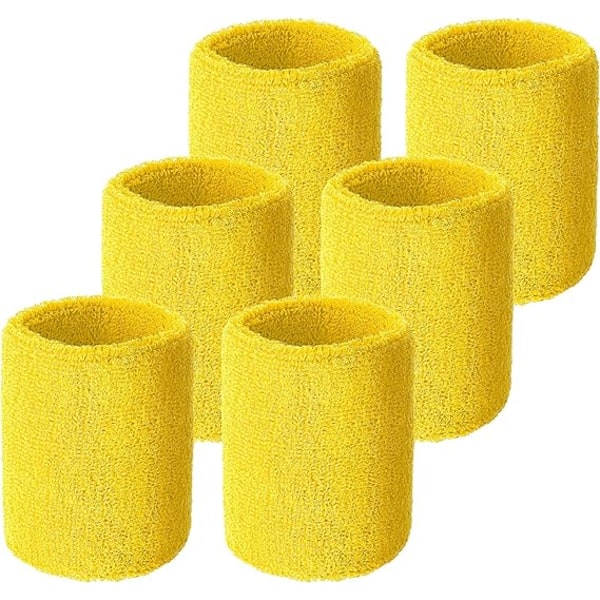 6-pakkaiset urheilurannekkeet Imukykyiset hikinauhat koripalloon, urheiluurheiluun fluorescent yellow
