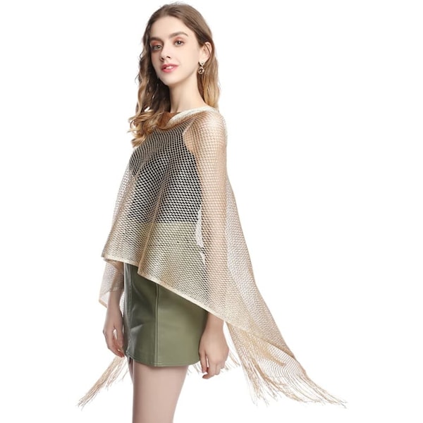 Dame Stole Skjerf Skjerf Glitrende Sjal og Wraps for Aftenkjole gold