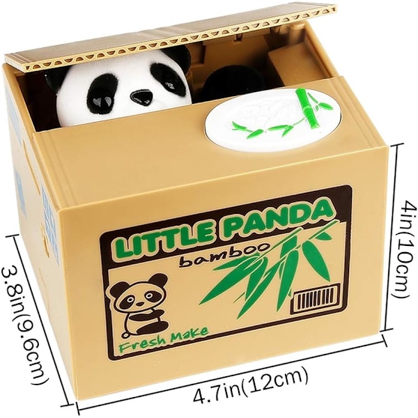 Panda Spargris, Sparbössa för Barn/Vuxna, Automatisk Myntstjälande Spargris med Uppgraderad Klar Engelska Röst