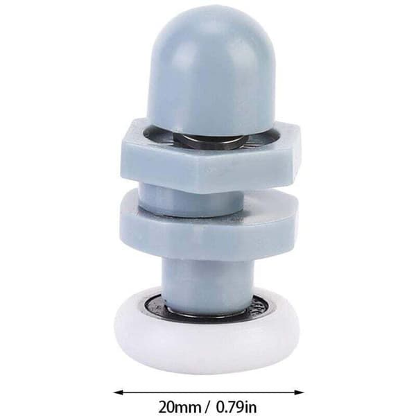8 stk. Holdbare bruseafdørsruller i plast, glideskinnelejer, badeværelsesglas til reservedele (20 mm)