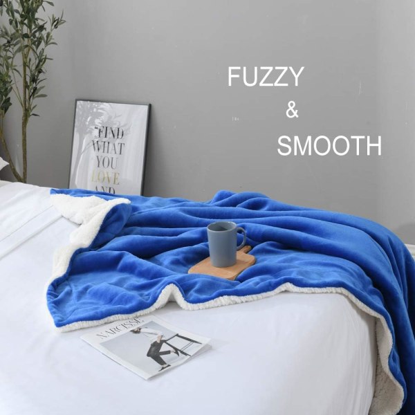 Sherpa tæppe varme tæpper til vinter super blød fuzzy flannel fleece/uld som vendbar fløjl plys sofa tæppe let Princess Blue 50"x60"