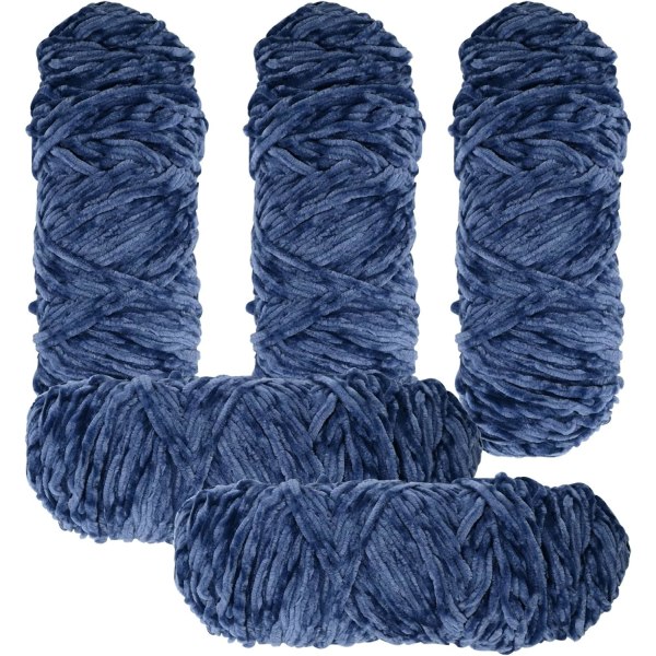 Strikkegarn Ullgarn Heklegarn 5 x 95g Strikkegarn, Chenille Garn, for Garnprosjekter blue gray