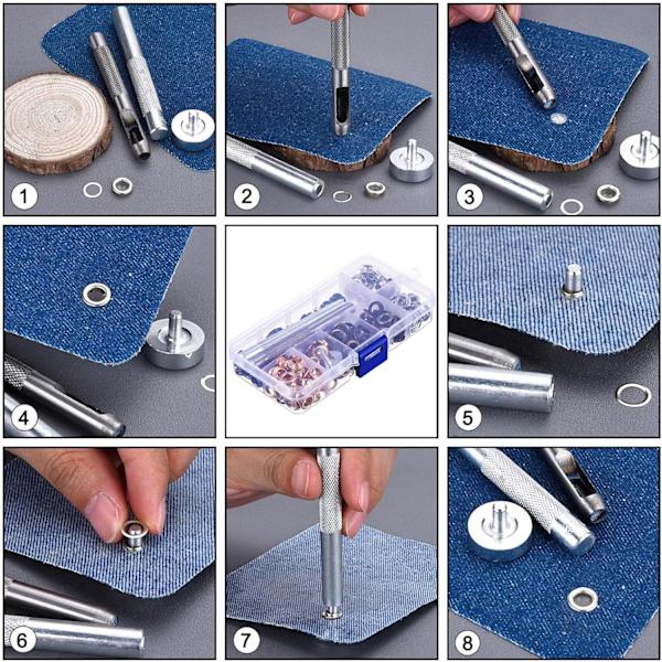 100 stycken öljettöglor kit, metallöljettkit, öljetter för presenningar, självslående öljett och presenningtillbehör, för skor, kläder, gör-det-själv-hantverk