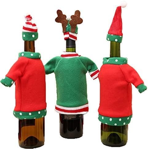 3-pack Julvinflaskskydd, Handgjorda Svenska Tomtar Vinflasksöverdrag Jultomte Flasksäckar Juldekoration Hem
