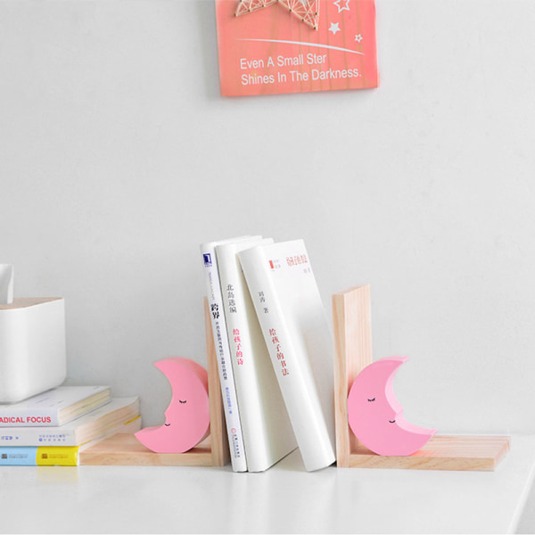 Set med bokstöd för barn - Pink Moon Design - Bokstöd för bokhyllor, hyllor, dagis eller barnskola pink