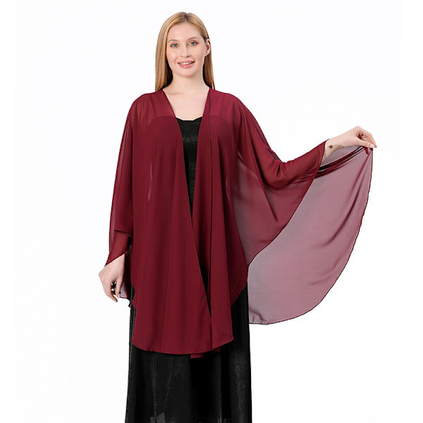 Chiffon tørklæde Stole Bolero til damer til aftenkjole festlig bryllup deep red