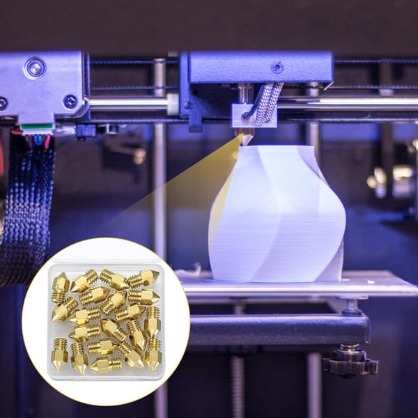 20 stk. 0,4 mm MK8 messingdyser til 3D-printerekstruder, printerdyser kompatible med Creality Ender 3/Ender 3 V2 osv.