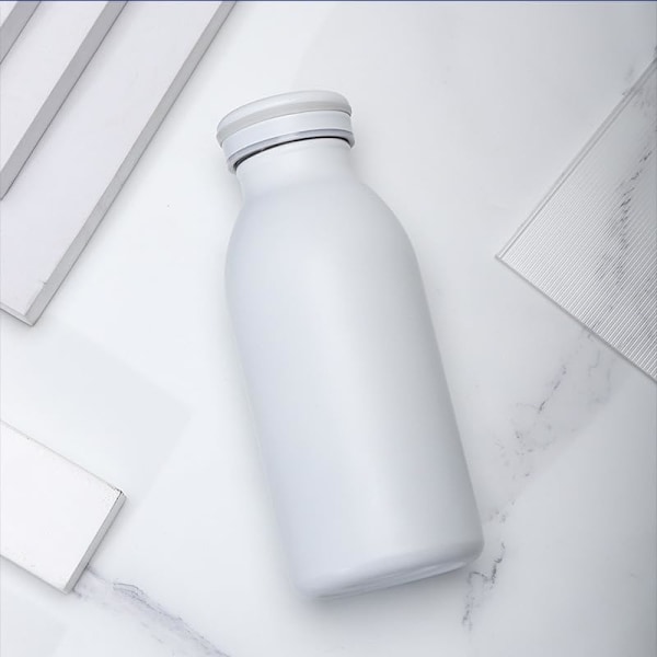 Isolerad 350ml Mjölk Vakuumkopp Rostfri Stålkopp Vattenflaska Sport Resemugg, 350ml, Vit