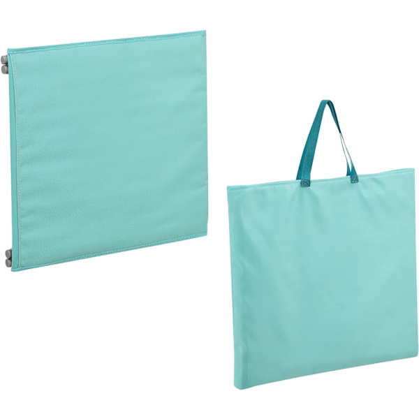 Set med 1 solstolmadrass för stranden med lutande ryggstöd, solid struktur, set med vadderade mattor med nackstöd, bärväska, stål, polyester, turkos