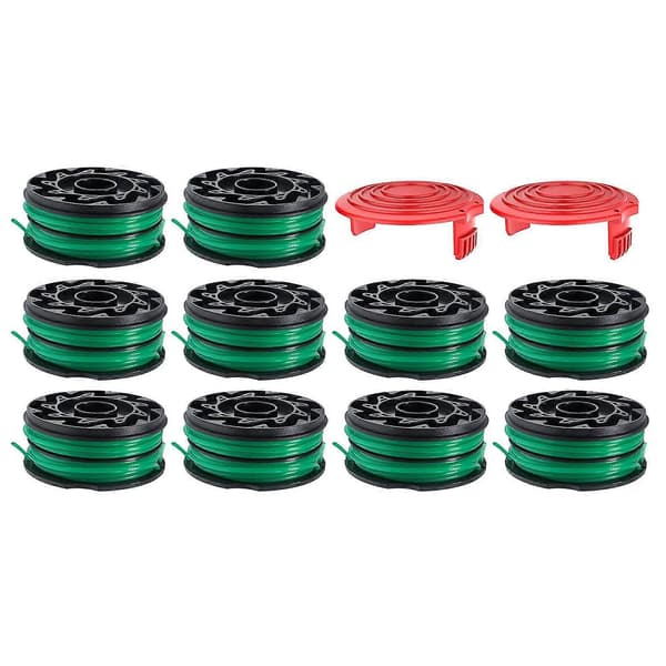 För Black &amp; Decker Gräsklippare 10 DF-080-BKP Nylon Trådspolar + 2 RS0011 Spolkapslar