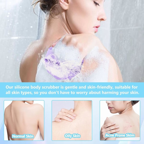 2-pack Silikon Duschskrubb för Män Kvinnor - Kroppsryggskrubbset, Antimikrobiella Exfolierande Handhållna Borstar