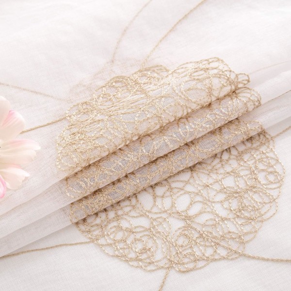 Gardiner Voile Blommor Broderi Öglett Gardiner Transparent Gardiner 2 st Öglett Gardiner Gardiner Par Fönster Gardiner För Vardagsrum Sovrum Brown 140*145cm