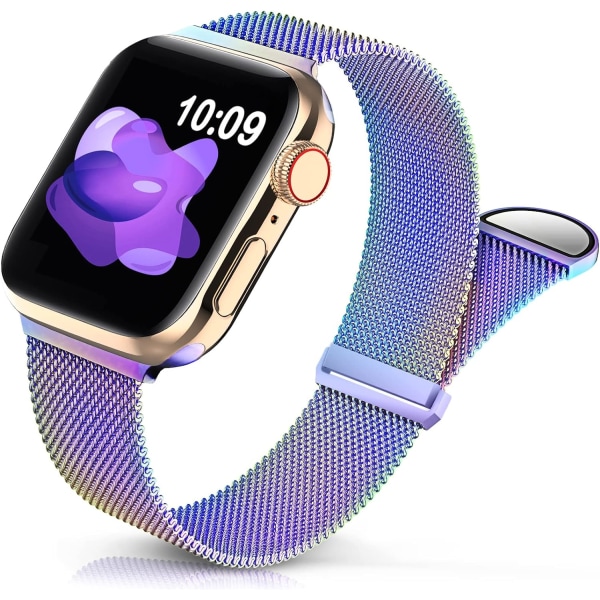 Metallinen ruostumattomasta teräksestä valmistettu ranneke, joka on yhteensopiva Apple watch rannekkeiden kanssa, säädettävä magneettiranneke iWatch-sarjalle 7 6 5 4 3 2 1 SE unisex Multicolour 42/44/45 mm