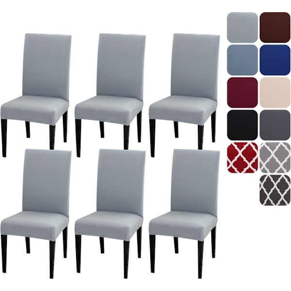Ruokailuhuoneen tuolinpäälliset 4 tai 6 kappaleen sarja, joustava irrotettava pestävä ruokailutuolin suojapäällinen koristepäällinen istuimen suojus hotelliin light Grey 6pcs